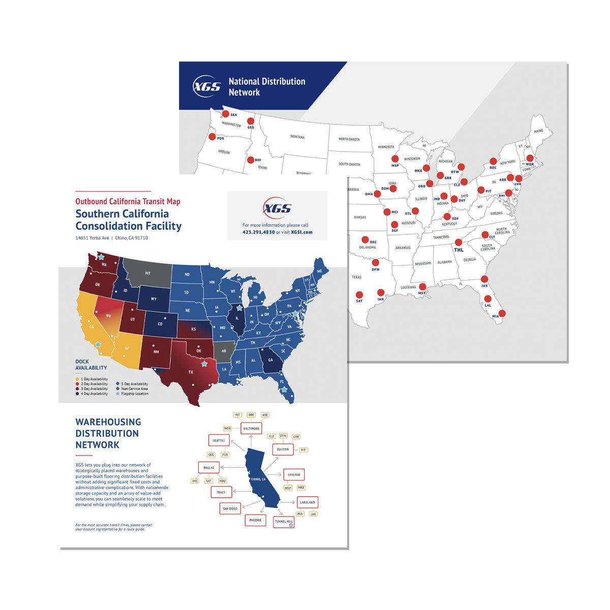 XGS Outbound California Transit Map Sales Collateral sheets (Pack of 25)